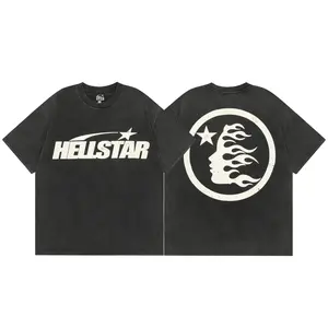 Hellstar Classic Logo T-Shirt Vintage Wash Streetwear Y2K Inspired Cotton Tee for Men Women Teens Unisex Fit Casual High-Quality Heavyweight Cotton Breathable Fabric Menswear