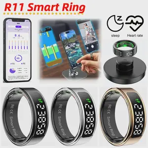 R11 Smart Ring with Display Screen and Touch Heart Rate Blood Oxygen Monitor Ring Wireless Charging Smartring for Android & iOS