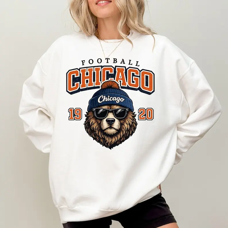 Chicago Football Bear Mascot Sweatshirt, Retro 1920s Game Day Sweatshirt