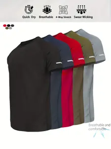 Men's Sports T-Shirt Short Sleeve, Quick-Dry Breathable Sweat-Wicking Top, Summer Casual Running Shirt, Gym Outdoor Exercise, Gym Athletic Clothes