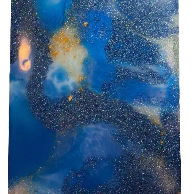 Stylish Blue and Gold Glitter Clipboard - Durable Resin Design for Standard Documents, Notes, or Checklists - Ideal for Office, School, and Events