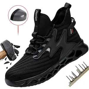 New Styles Men Safety Boots With Steel Toe Cap Anti-smash Work Sneakers Safety Shoes Men IndestructibleWork Boots Mesh light Breathable work hiking boots sneakers Slip-resistant shoes