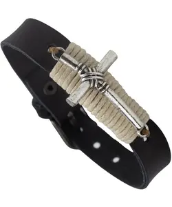 Soul Statement Men's Leather Cross Bracelet, Adjustable & Handmade Christian Jewelry for Teens & Dads