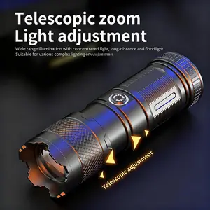 Outdoor Abs Flashlight with Smart Digital Display, Multiple Light Modes, Adjustable Focus, Type-C Fast Charging, Handheld Portable