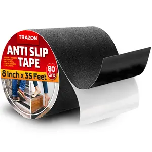 Heavy Duty Anti Slip Grip Tape for Stairs Outdoor/Indoor Waterproof 8Inch x 35Ft Safety Non Skid Roll Ramp Traction Tread Adhesive Non Slip Black