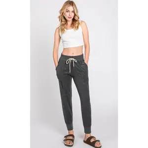 Women's Terry Knit Joggers - Cozy Loop Fabric with Contrast Band for Added Style - True to Size - 26" Inseam