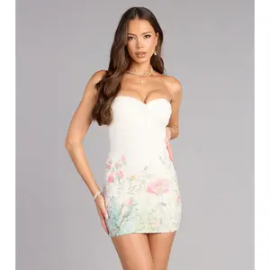 Adele Floral Beaded Mini Dress