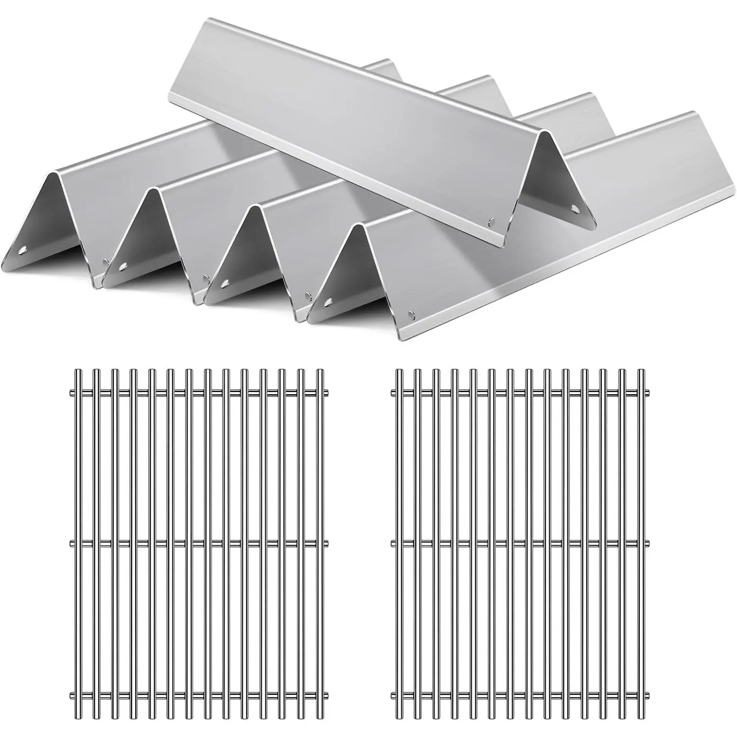 Stainless steel 2 Packs Grill Grates with 5 Packs Flavorizer Bars for Weber Spirit E310 E320 E330 S310 S320,Heat Deflector Cooking Grids Replacement Parts For Weber Spirit 300 and Spirit II 300 Series