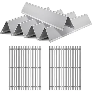 Stainless steel 2 Packs Grill Grates with 5 Packs Flavorizer Bars for Weber Spirit E310 E320 E330 S310 S320,Heat Deflector Cooking Grids Replacement Parts For Weber Spirit 300 and Spirit II 300 Series