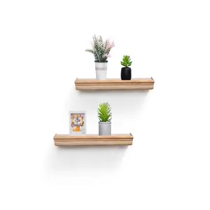 Floating Shelves 17.9" Wall Mounted Wood Shelves for Bathroom Bedroom Living Room Kitchen Hanging Shelf for Books Storage Decor with Invisible Brackets Maple MDF Material Lightweight Elegant Decoration