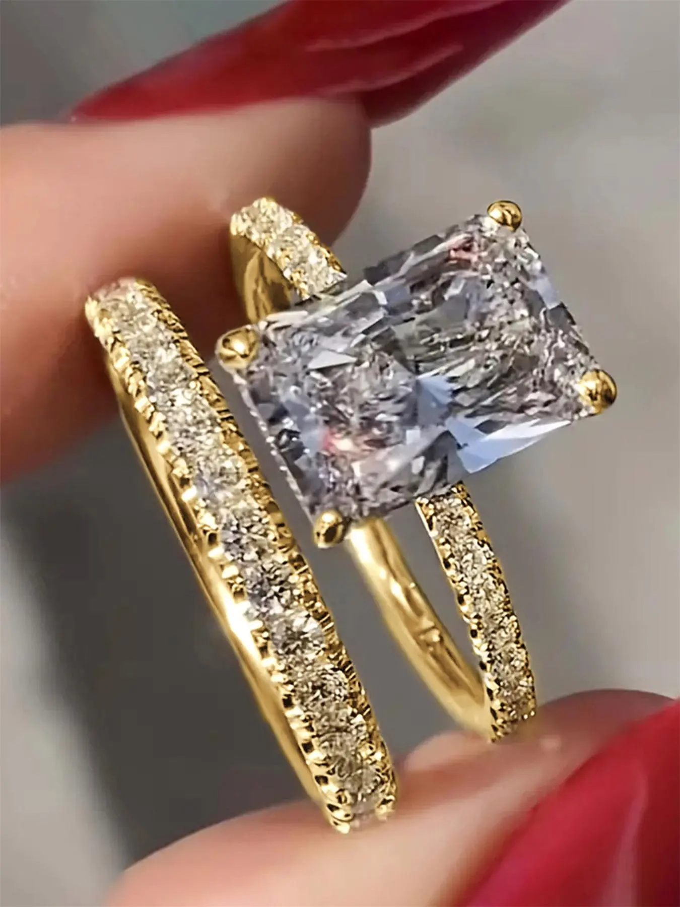Elegant Artificial Zircon Decorated Ring, Stackable Engagement Ring, Fashion Accessories for Women, Trendy All-match & Exquisite Jewelry for Birthday Gift, Artificial Zircon Rings, Zircon Embellished Rings