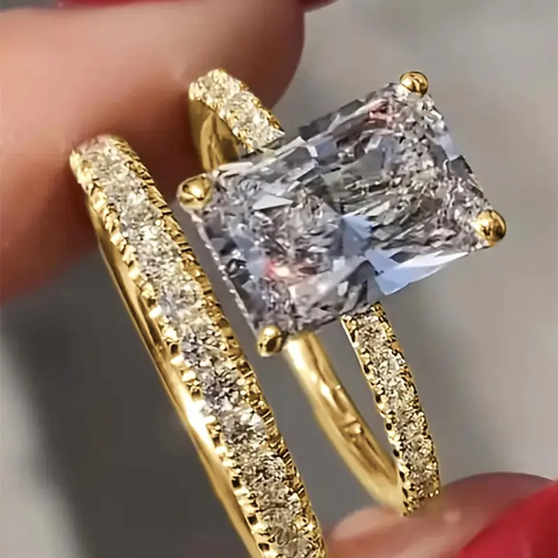 2 Pcs Charismatic Zircon Ring Set for Women, Wedding Party Accessories, Elegant Gift Idea, Perfect for Special Occasions, Beautiful Rings