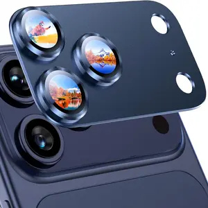 iPhone 17 Pro Camera Lens Protector Cover, Not Easy to Break, Strong Adsorption, Case-Friendly, Aesthetic, Protective Metal Tempered Glass, Deep Blue Color, Accessories