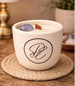 Amber Cashmere Candle 7 oz Hand-Poured Soy Wax with Natural Wood Wick for Relaxation and Elegance - Decor