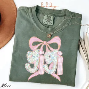 Comfort Colors Gigi Shirt, Gift for Gigi T-Shirt, Mother’s Day Grandma Gift, Coquette Bow Gigi Tee, Baby Announcement Shirt for Grandmother - - Hnh Design Apperal