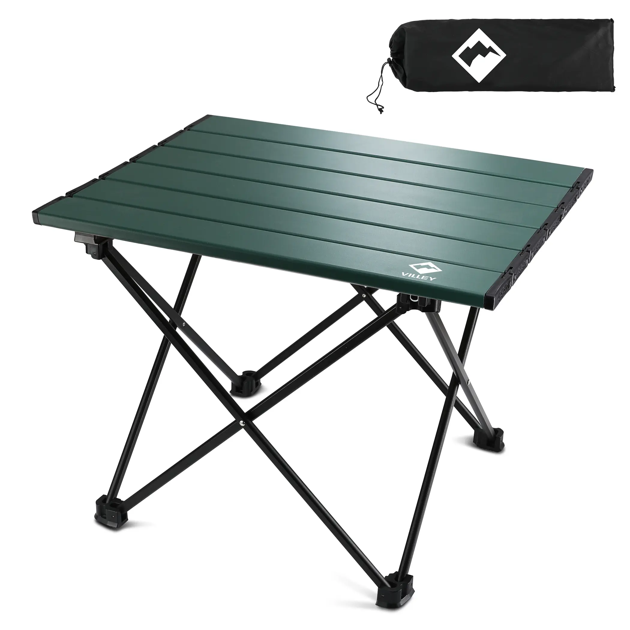 VILLEY Portable Camping Side Table, Ultralight Aluminum Folding Beach Table with Carry Bag for Outdoor Cooking, Picnic, Camp, Boat, Travel