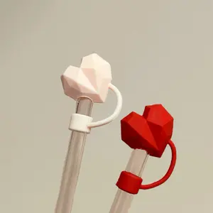 3D Heart Cooty Cover Straw Cover - Red & Pink Design for Drinkware
