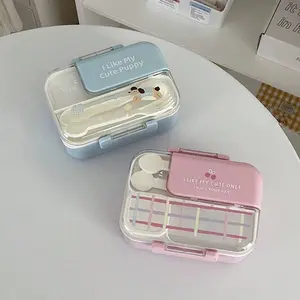 Cartoon Bento Box with Cutlery, Leak-Proof, Portable, Ideal for Students, Office Workers, Outdoor Picnics, Cute and Practical Design