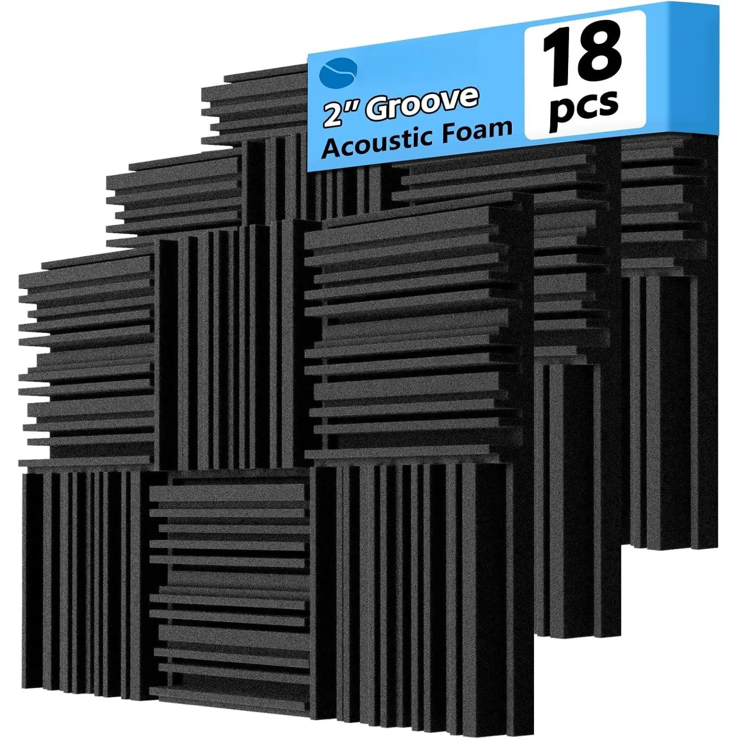 Thick Acoustic  Panels, 12 X 12 X 2 Inch 18 count Broadband Sound Absorbing , Dense Soundproof Padding Tile, Recording Studio  Absorber,  Decorative  Wall Ceiling Panel