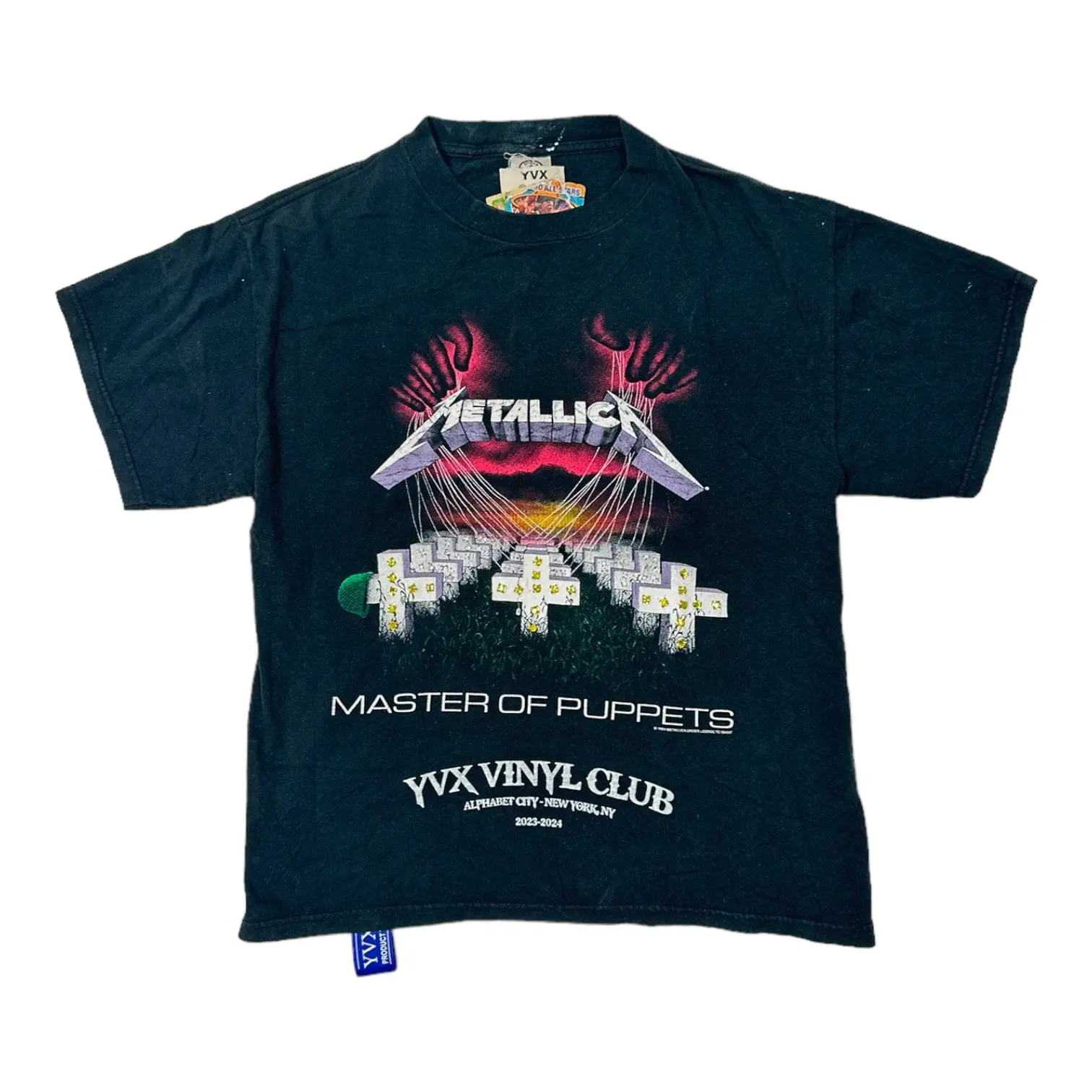 Menswear Casual Round Neck Rhinestone Vintage Metallica Short 