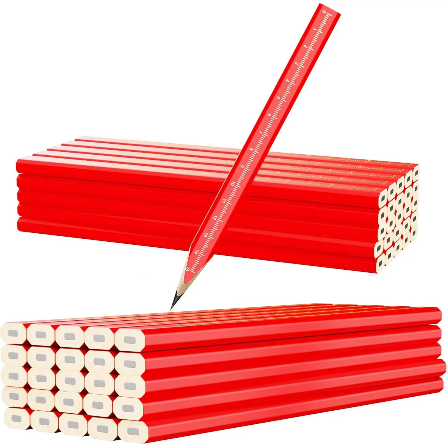 25-Pcs Flat Carpenter Pencil Set, Practical Office Stationery for Construction Contractors, Precise Marking on Hard Surfaces