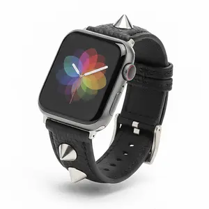 Pawen Watch Band Compatible with Apple Watch 40mm 38mm 41mm 42mm 44mm 45mm 46mm 49mm for Men and Women, Lychee Grain Leather with Metal Studs Punk Rock Style Strap for iWatch Series 11 10 9 8 7 6 5 4 3 2 1 SE Ultra