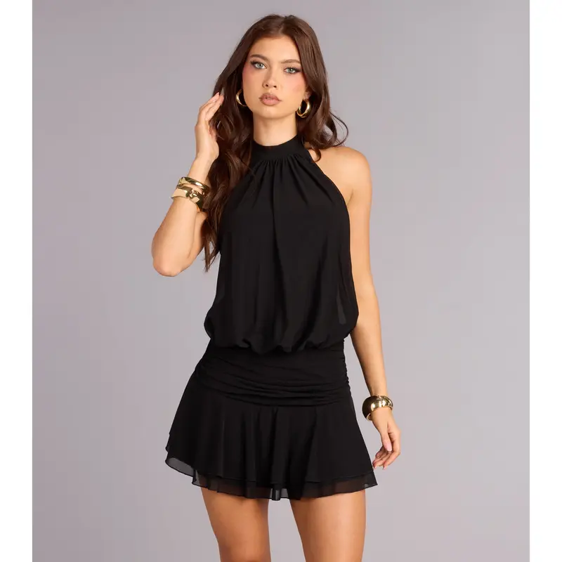 kalico halter mini dress castor grey shagreen