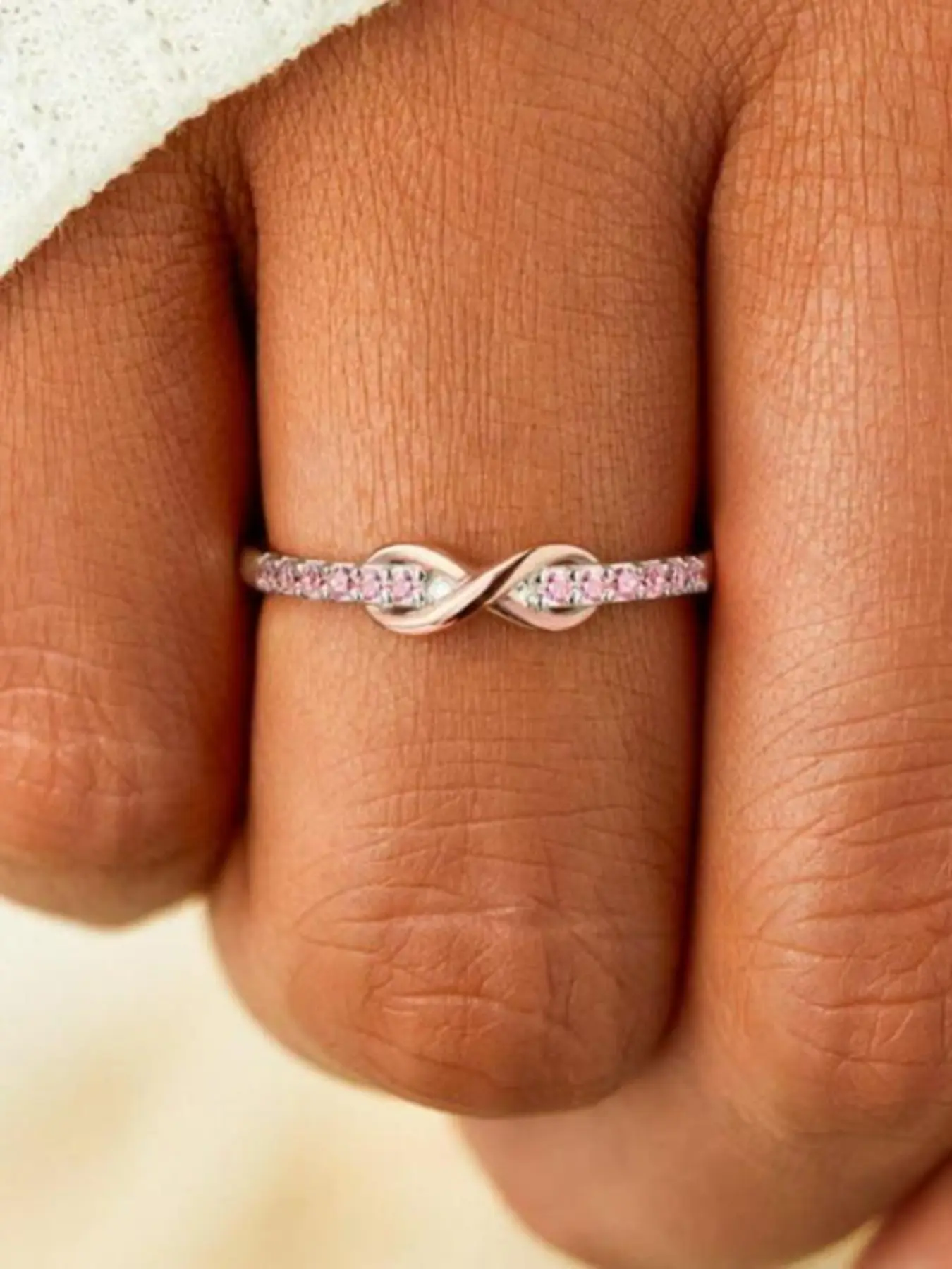 Forever Best Friends Pink Oath Infinity Symbol Ring Set - Best Bitches Pinky Promise White Gold-Plated Durable Alloy Rings for Unbreakable Bond Matching Friendship Rings Adjustable Ring