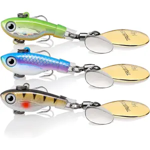 TRUSCEND Swim or Jig Fishing Spinner Baits for Freshwater and Saltwater, Rooster Tail Fishing Lures for Trout Bass Walleye Crappie Salmon Pike, Blade Bait with Copper Blade