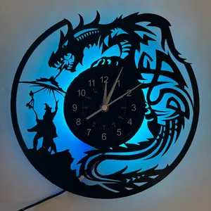 Dragon Wizard Theme Vinyl Wall Clock, Silent Running, Batteries Not Included, Home Decor for Bedrooms Living Rooms Cafes, Ideal Gift