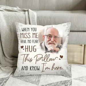 Personalized Memorial Pillow Cover - 18x18 Inch Ultra-Soft Plush with Custom Photo & Message, "A Hug from Heaven" Comforting Gift for Loved Ones, Single-Sided Design, Hand Wash Only, Polyester Material, Traditional Style, Perfect for Bedroom Decor, Decora