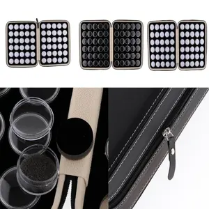 60 Pieces Diamonds Mini Display Box Gemst Storage Case with Portable PU Leather Carrying Case Organiser Dual Purpos