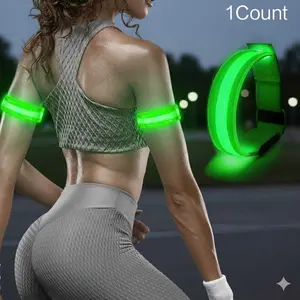 Waterproof Reflective Armband with LED Safety Lights for Running Cycling - High Visibility Sports Warning Gear, Breathable Sweatproof Leg Strap for Night Jogging, Hiking Camping Outdoor Activities