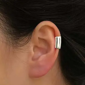 Non-Pierced Geometric Long Tube Ear Cuff Clip On Earrings - Minimalist Artificial Gemstone Jewelry, Casual Trendy Accessory, Versatile Birthday Gift