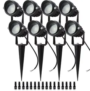 10W LED Landscape Lights with Connectors 12V Low Voltage Landscape Lighting Outdoor Spotlights 1000LM Warm White Waterproof Garden Uplights for Pathway,Patio,Tree,Flag,Yard(8 Pack)