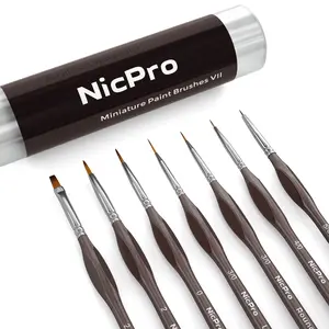 Nicpro Micro Detail Paint Brush Set, 7 Tiny Professional Miniature Fine Detail Brushes for Watercolor Oil Acrylic, Craft Models Rock Painting & Paint by Number