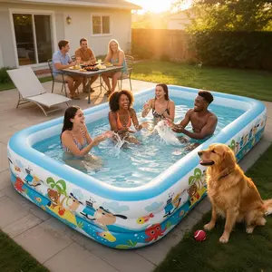 100inD9145507730Portable inflatable swimming pool for home and outdoor use, upgraded with thickened PVC material, extra-large summer water park, suitable for home, backyard, and balcony.