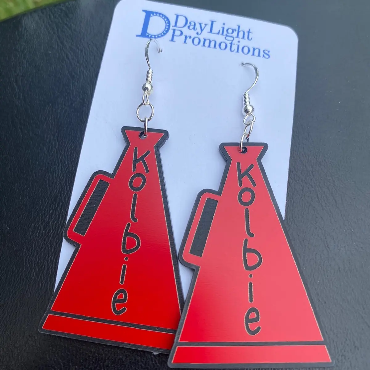 Personalized Cheer Megaphone Name Earrings High School Cheering Competition Football Basketball Mom Sports Acrylic Earrings Laser Engraved Custom