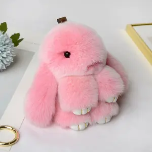 Women's Soft Fluffy Bunny Keychain - Furry Rabbit Bag Charm, Cute Plush Animal Pendant, Fuzzy Accessory for Girls