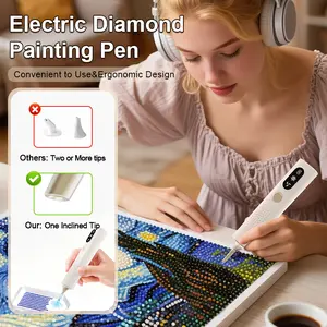 Electric Diamond Painting Pen Cordless Diamond Art Vacuum Pen Rechargeable with 2-stage Adjustable Suction Mode for Adults & Kids Complete Accessories