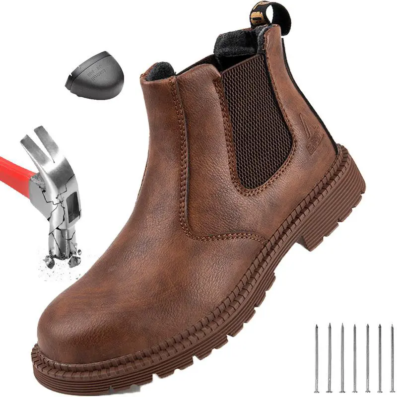 Safety Boots Men Steel Toe Shoes Work Anti-smash Anti-puncture Indestructible Sport Protective Safety Shoes New Fashion Anti-slip wear resistant work hiking boots sneakers Work as hiking