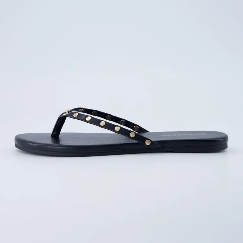 Cushionaire Women's Confetti Studded Flip Flop Sandal – Slip-On Thong Sandals with Memory Foam & Stylish Rivet Strap