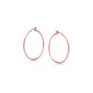 Ivy & Bauble 18K Rose Gold Plated Hoop Earrings for Women & Girls, 35mm Lever-back