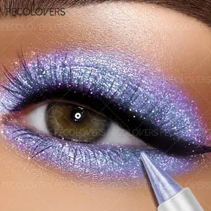 1 PCS Glitter Multiple-color Eyeshadow Pencil, Waterproof Sweatproof Monochromatic Purple Metalic Shimmer Finish, for Bold Eye Makeup Looks, Suitable for Music Festival