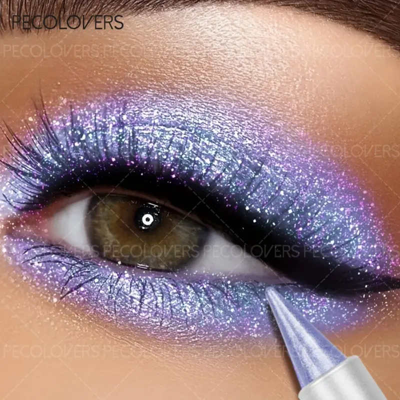 1 PCS Glitter Multiple-color Luminous Eyeshadow Pencil, Waterproof Sweatproof Monochromatic Purple Metalic Shimmer Finish, for Bold Eye Makeup Looks, Suitable for Music Festival, Glitter Eyeshadow Stick, Eye Makeup Product