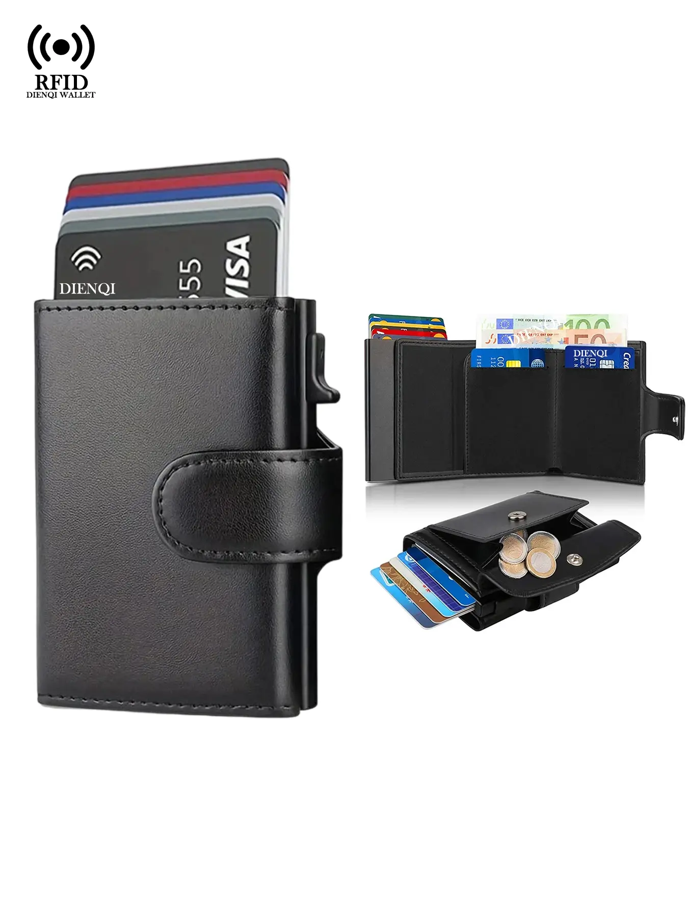 Anti Rfid Men Wallets Card Holder Credit Card Wallet Trifold Wallet with Coin Pocket Money Bags Smart Wallet Rfid Blocking Wallet Purse for Men Carteira Masculina, Casual, Black, Gift For Men, Gift for Father, Durable Wallet Rfid Protected Wallet