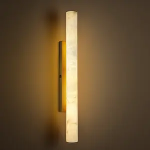 3 in. 1-Light brass LED Wall Mounted Wall Alabaster Sconce with Alabaster Shade Modern Vintage,Soft Lighting,Wall Sconce