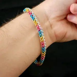 Pansexual pride flag chainmaille bracelet