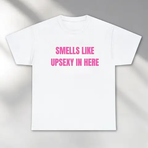 Men's Short-Sleeve Crewneck Tee - Sarcastic "Smells Like Up Sexy In Here" Text Print Graphic Apparel, Funny Meme Shirt, Party Wear Gift For Her
