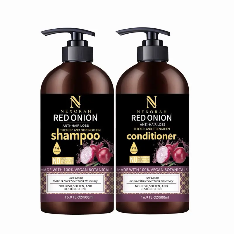 Nexorah red onion shampoo & conditionner unlock the secret to stronger healthier - onion+Rosemary + seed oil
